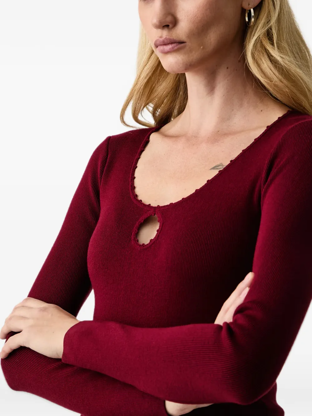 Silvian Heach cut-out ribbed sweater Rood