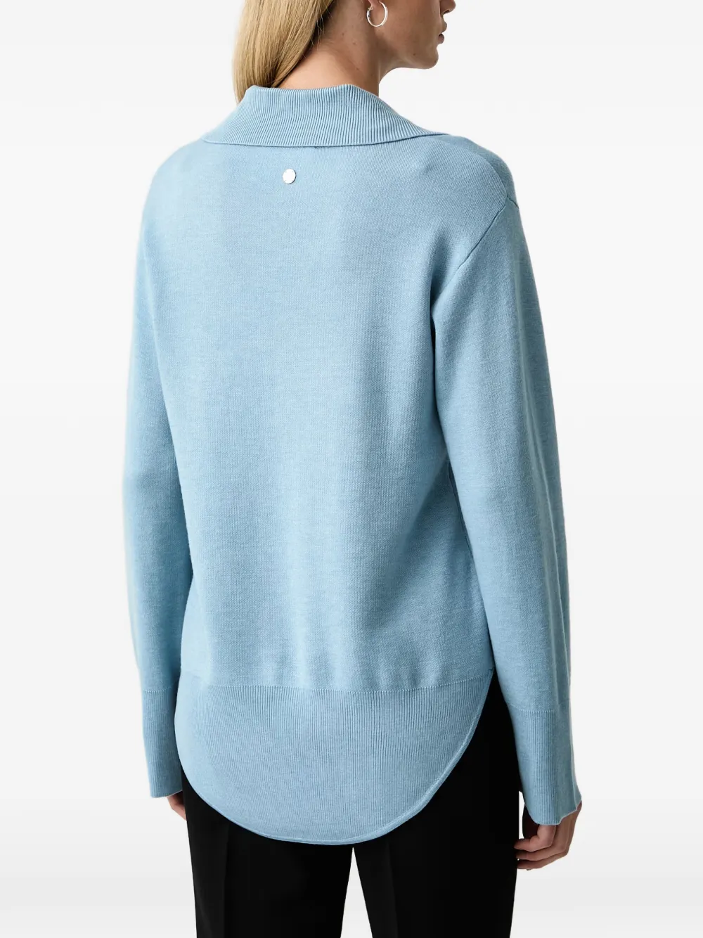 Silvian Heach curved-hem polo-collar sweater Blauw
