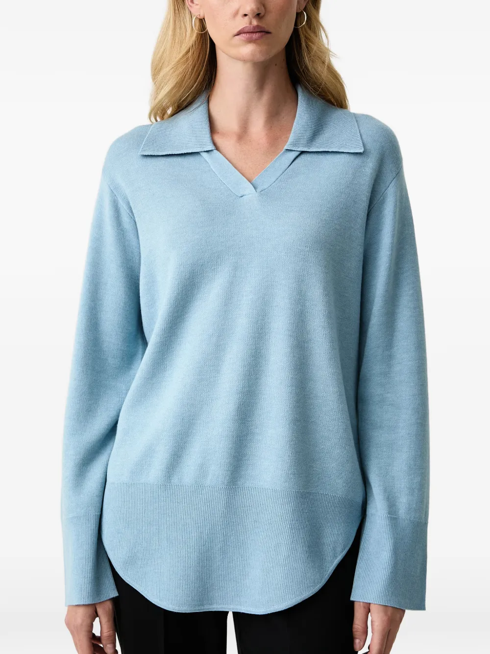 Silvian Heach curved-hem polo-collar sweater Blauw
