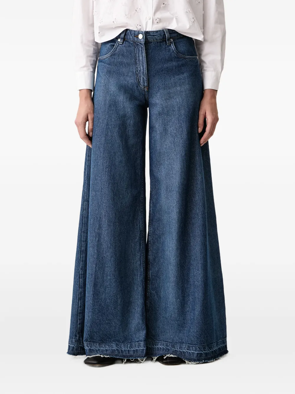 Silvian Heach wide-leg raw-cut jeans - Blu