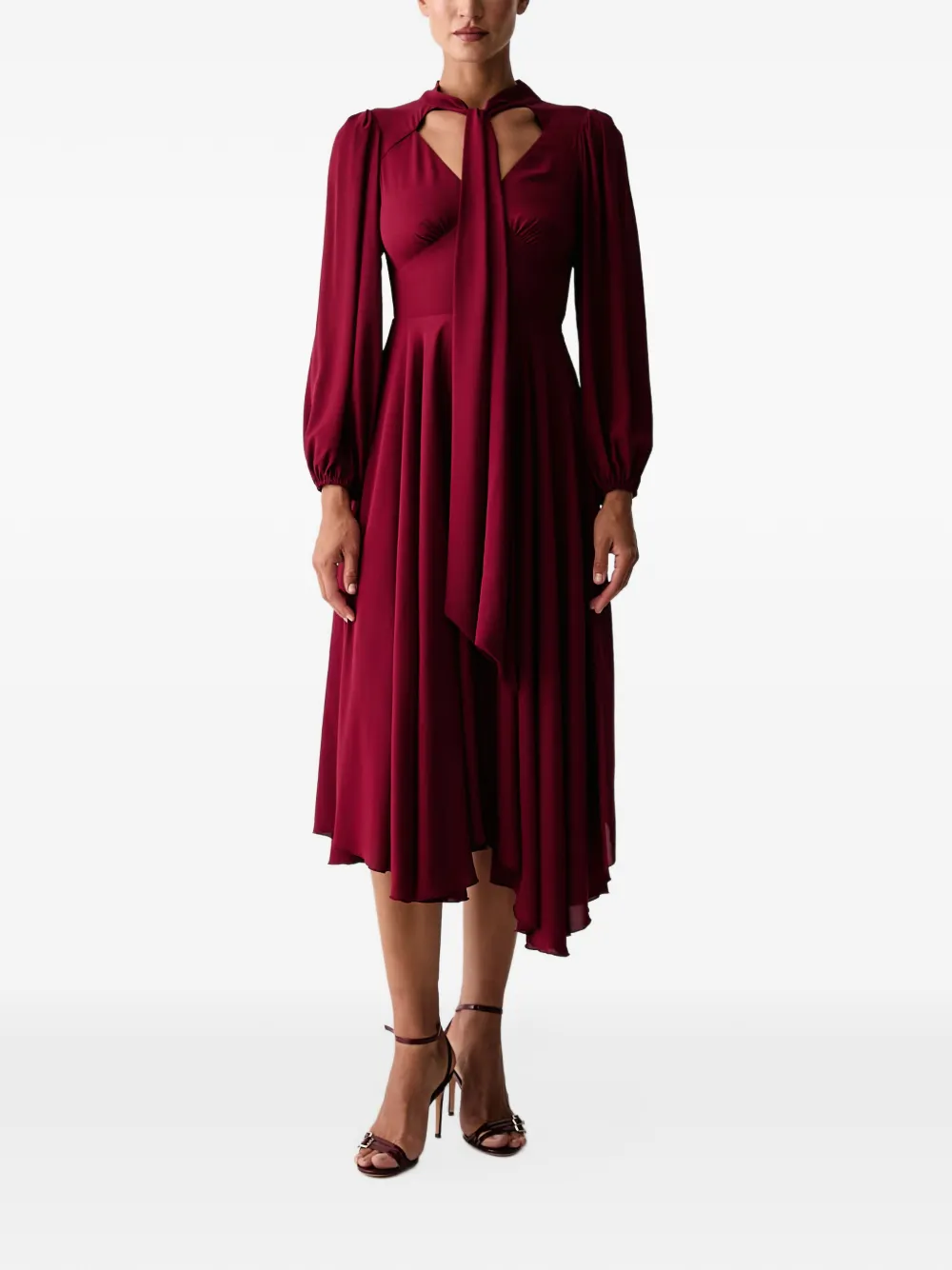 Silvian Heach bow asymmetric-hem midi dress - Rosso