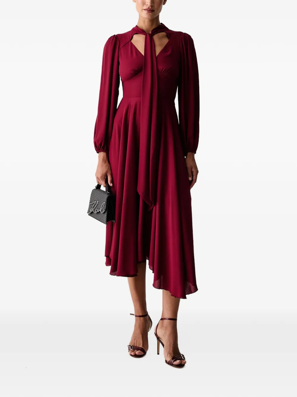 Silvian Heach Midi-jurk met strik en asymmetrische zoom Rood