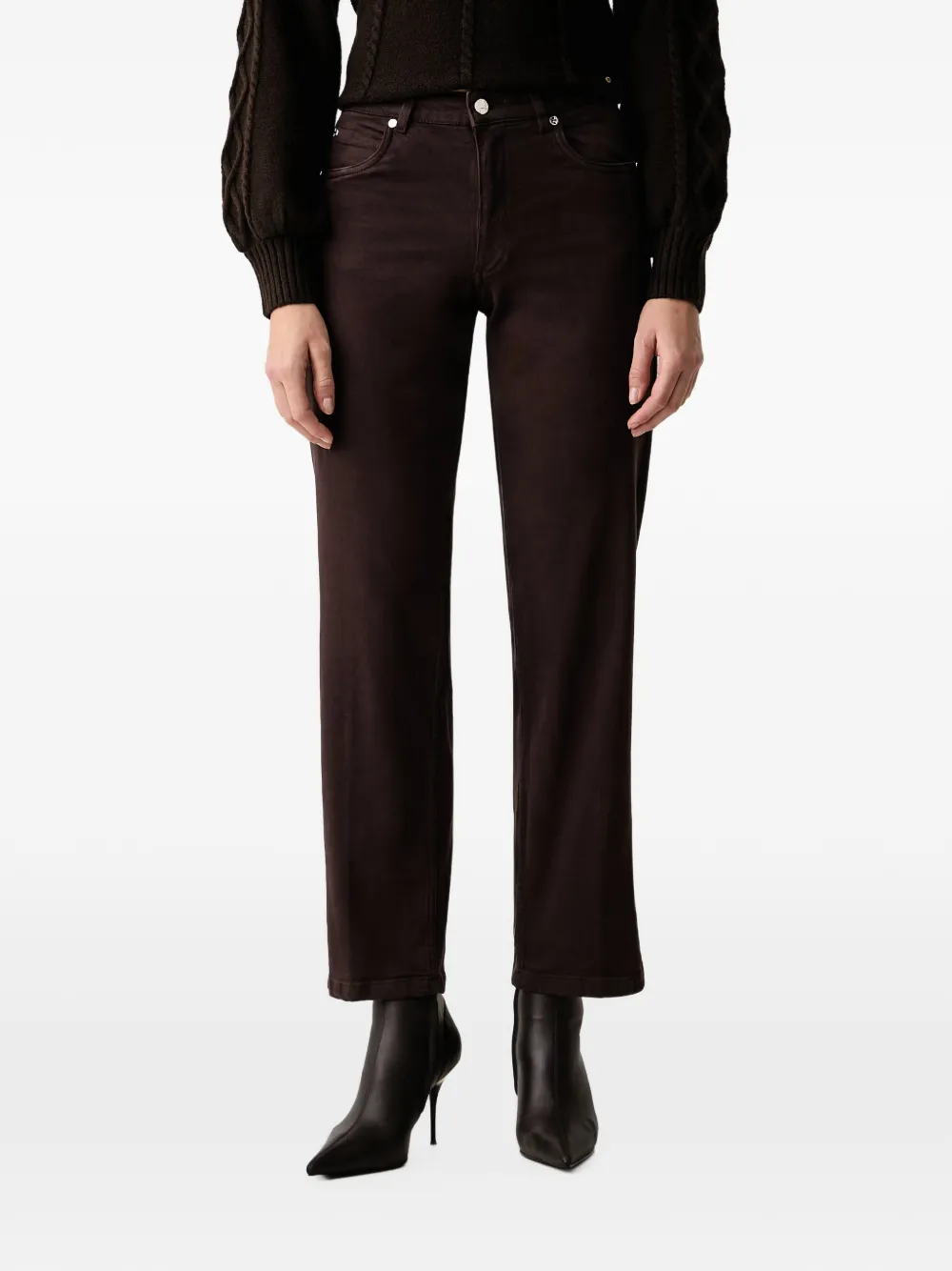 Silvian Heach logo-patch straight-leg jeans - Marrone
