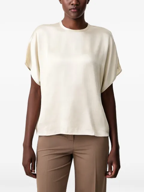Sisley satin-finish short-sleeve blouse