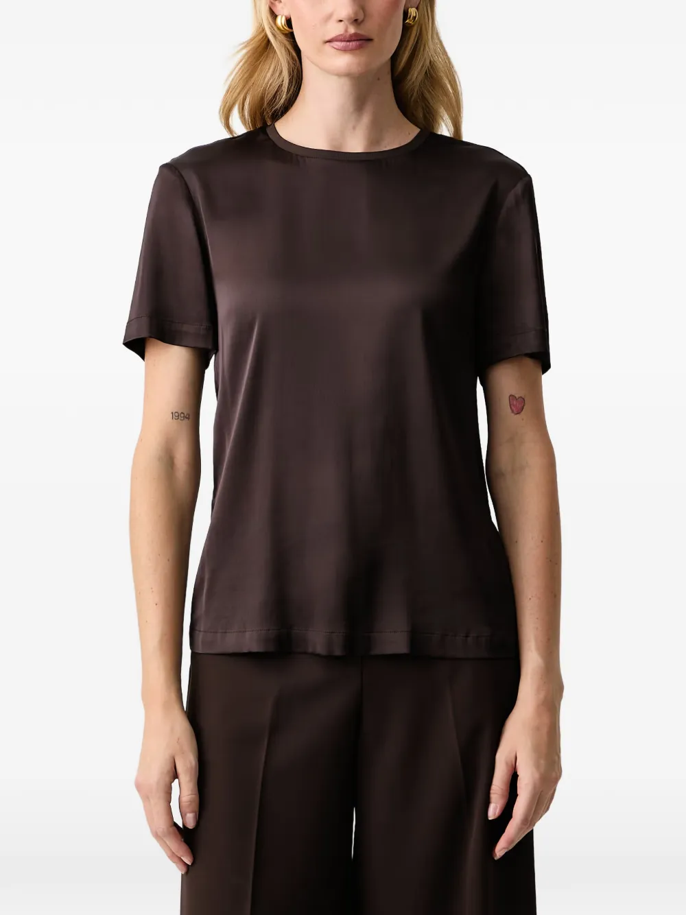 Silvian Heach satin-finish keyhole-detail top - Marrone