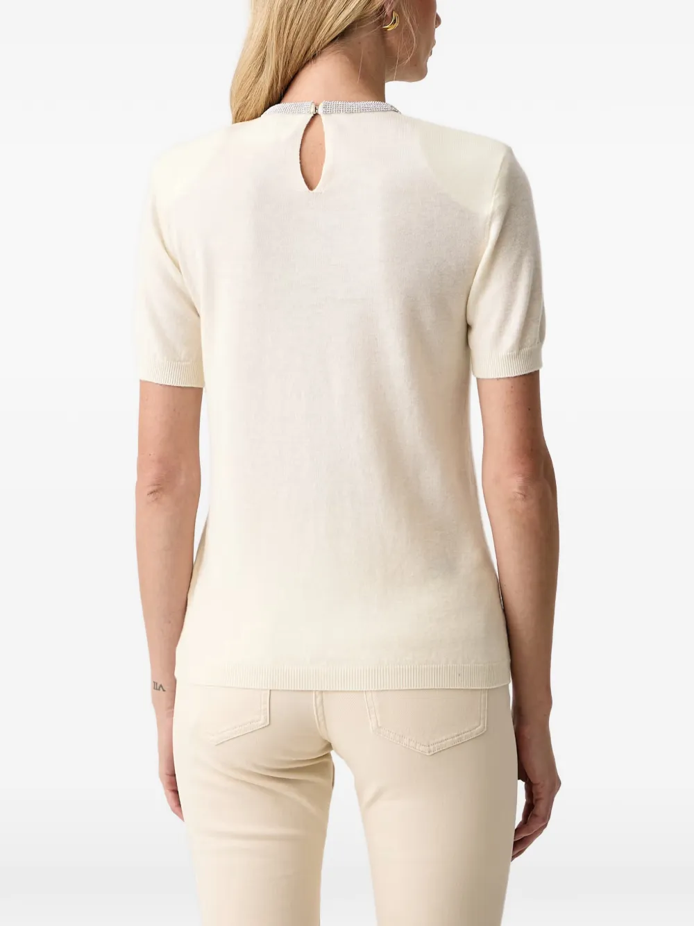 Silvian Heach T-shirt met korte mouwen verfraaid met kristallen Beige