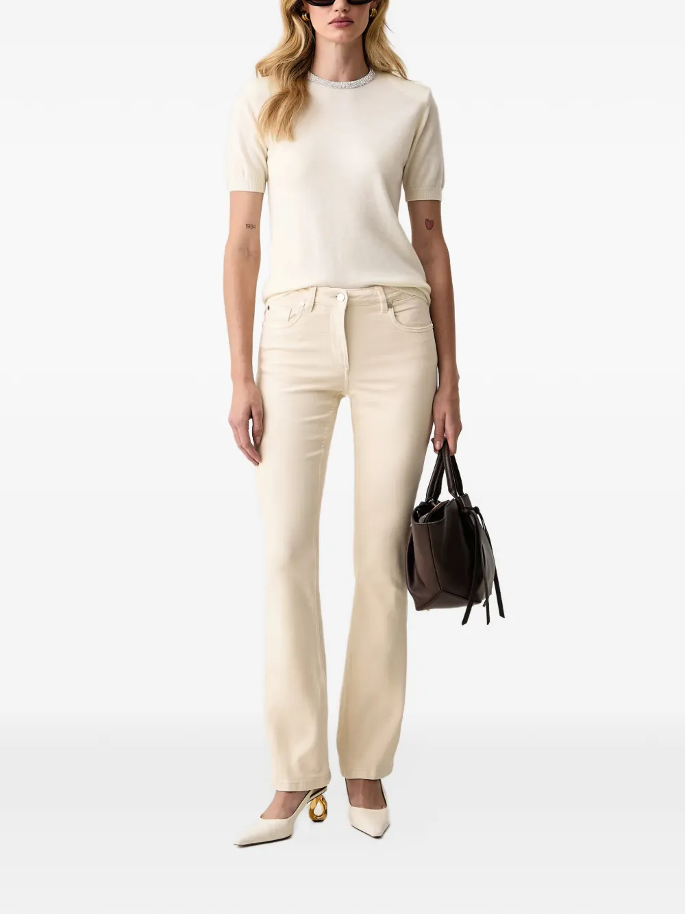 Silvian Heach T-shirt met korte mouwen verfraaid met kristallen Beige