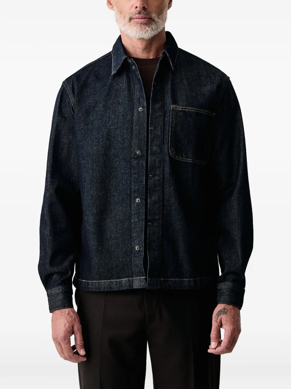Sisley chest-pocket denim shirt jacket - Blu