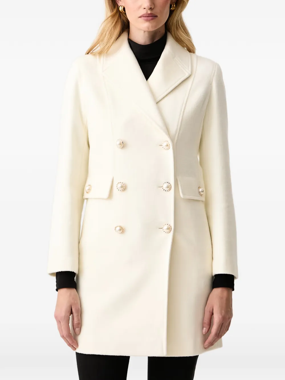 Silvian Heach double-breasted faux-pearl coat - Tons neutres Silvian Heach double-breasted faux-pearl coat - Tons neutres