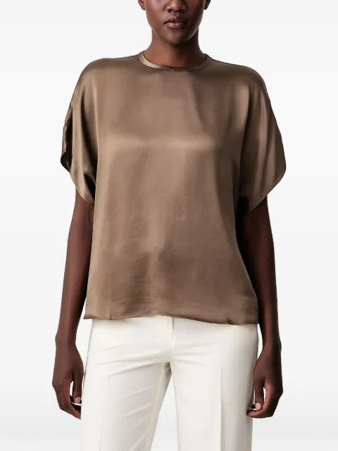 Sisley satin-finish short-sleeve blouse