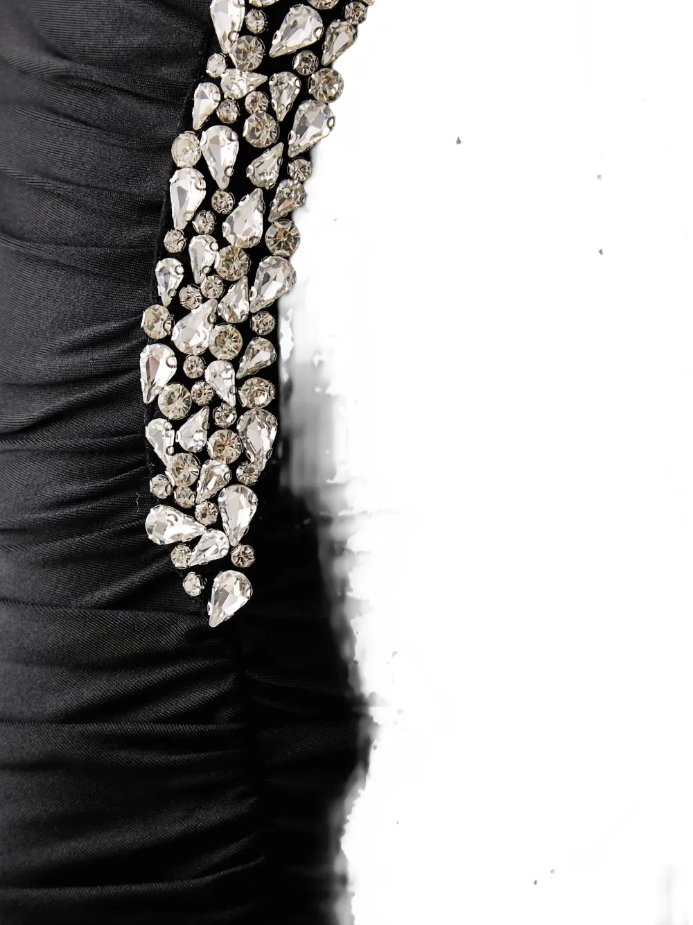 Silvian Heach crystal-embellished gathered midi dress Zwart