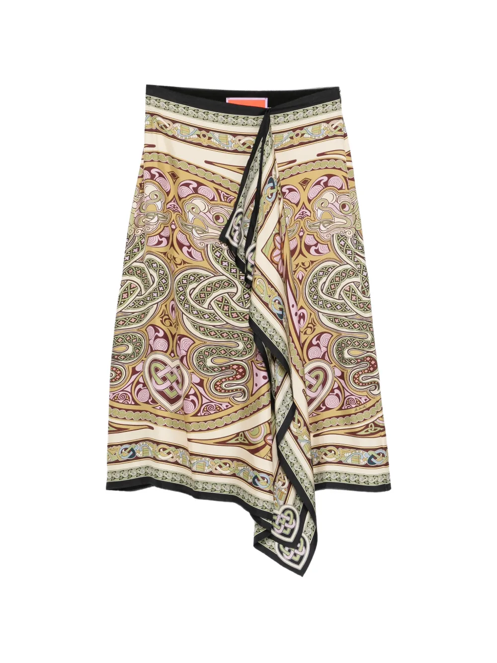 La DoubleJ paisley-print asymmetric midi skirt Groen