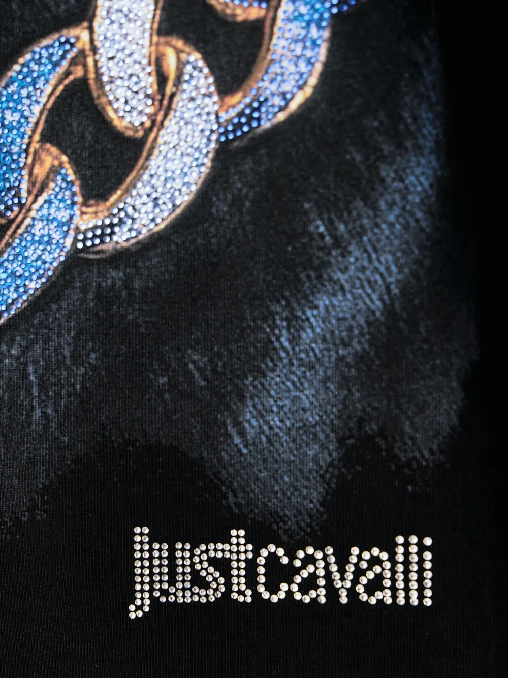 Just Cavalli panther-print rhinestone-embellished T-shirt Zwart