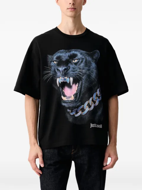 Just Cavalli panther-print rhinestone-embellished T-shirt