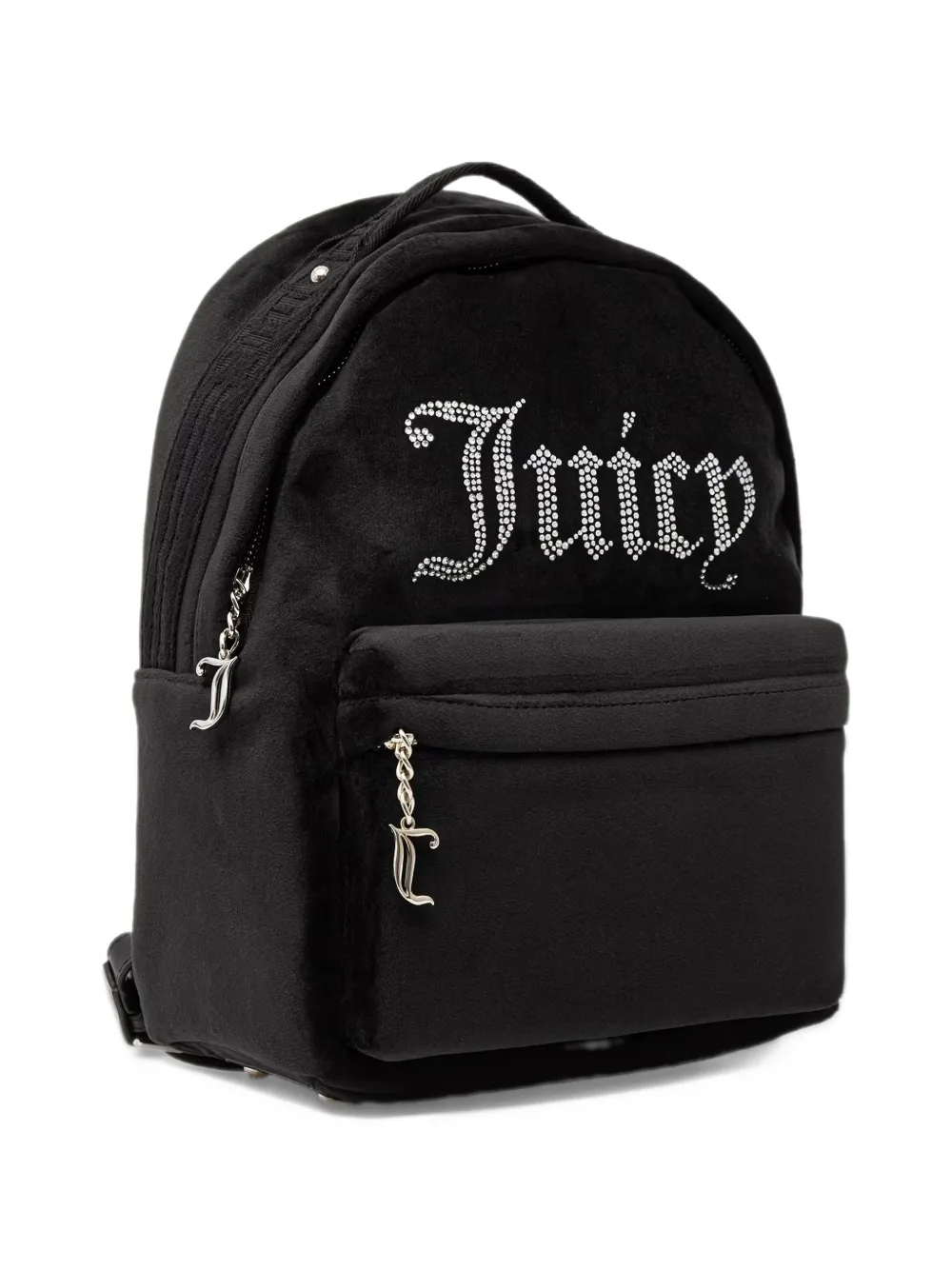 Juicy Couture Kimberly rhinestone-logo velvet backpack Zwart