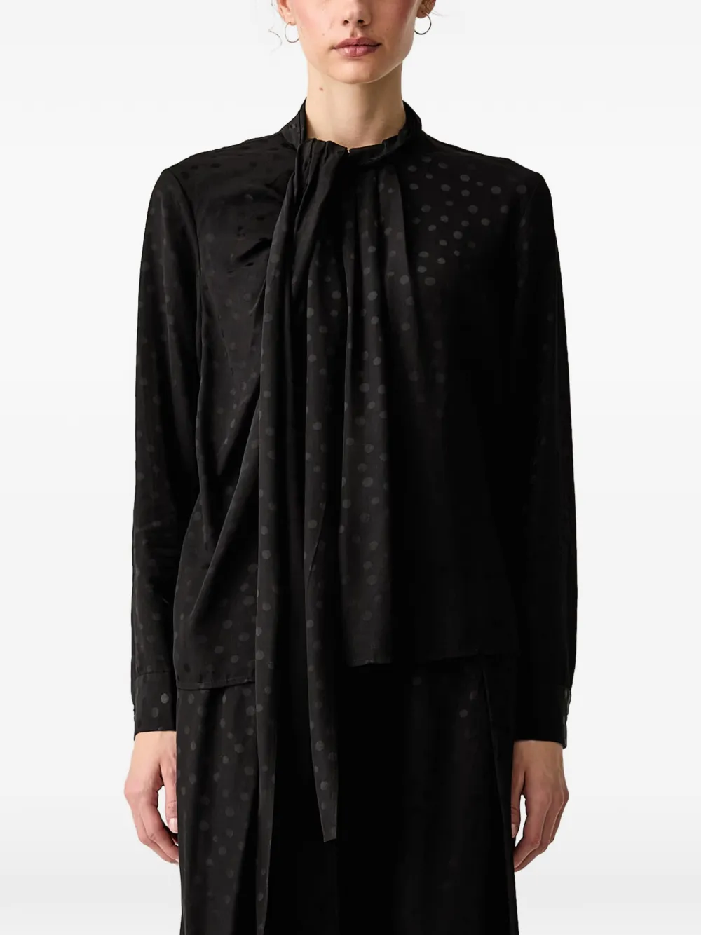 Isabelle Blanche polka-dot tie-neck blouse - Nero