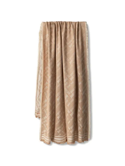 Just Cavalli logo-jacquard frayed scarf