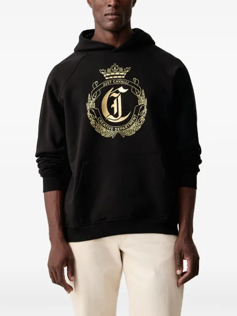 Just Cavalli logo-print raglan-sleeve hoodie