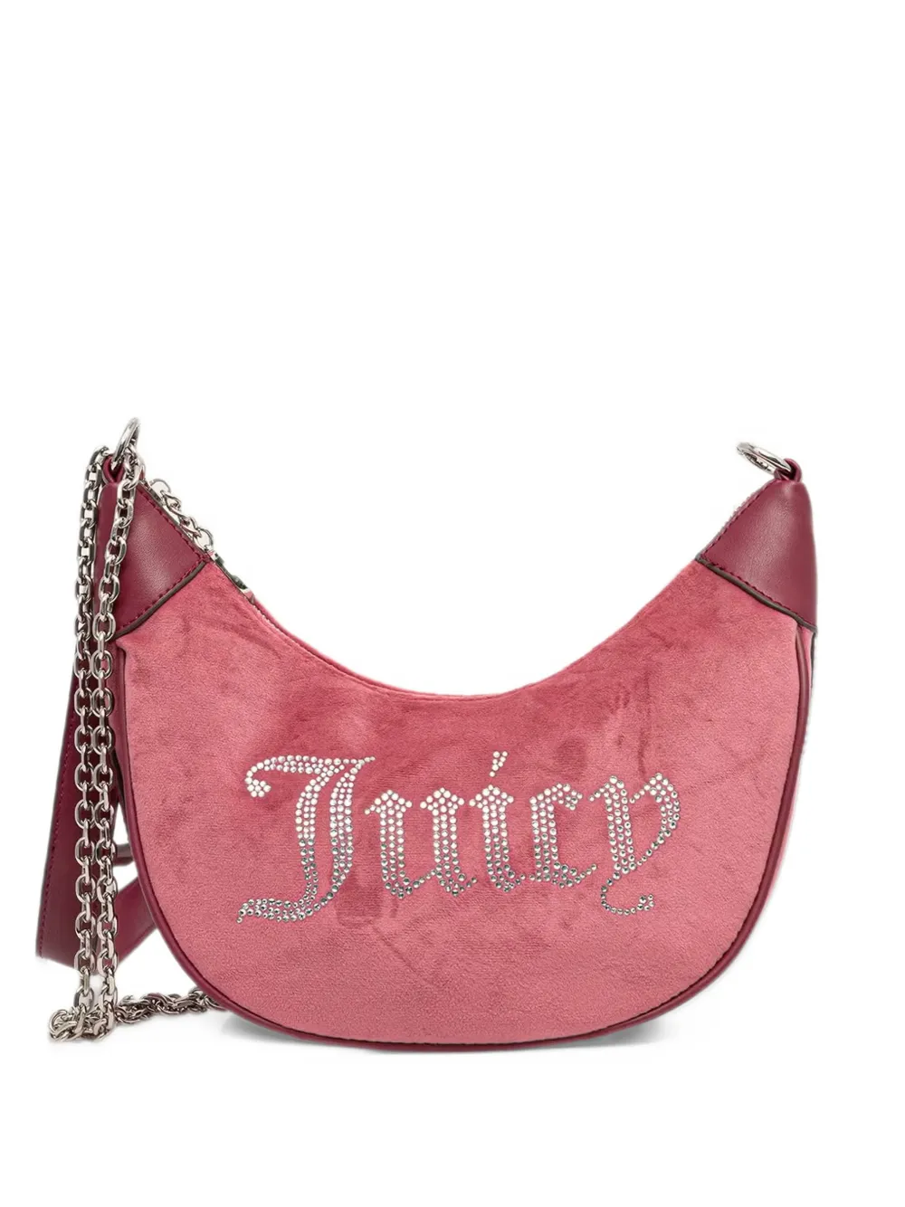 Juicy Couture Kimberly rhinestone-embellished crescent shoulder bag Roze