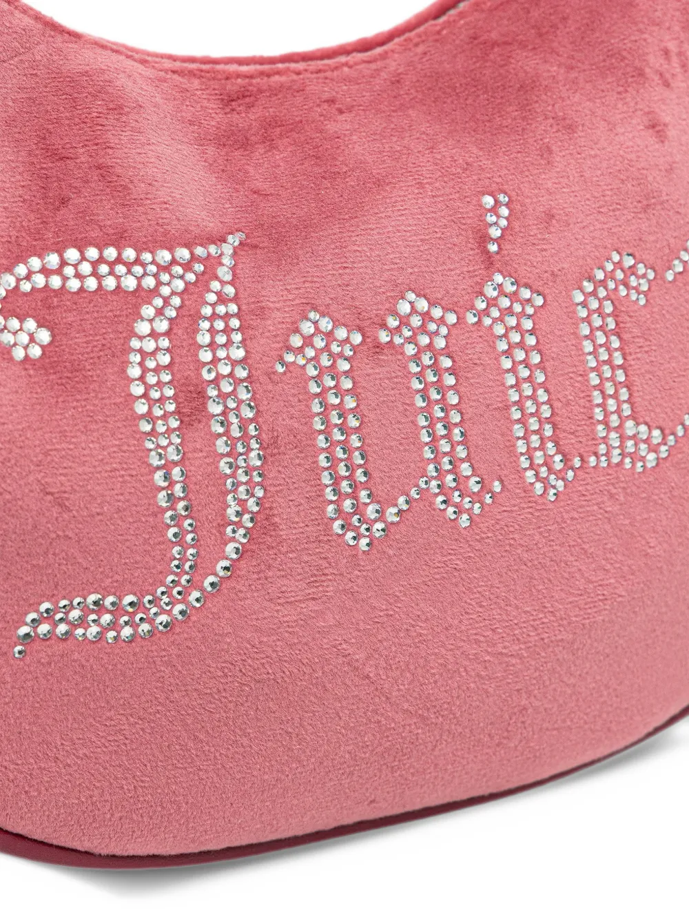 Juicy Couture Kimberly rhinestone-embellished crescent shoulder bag Roze
