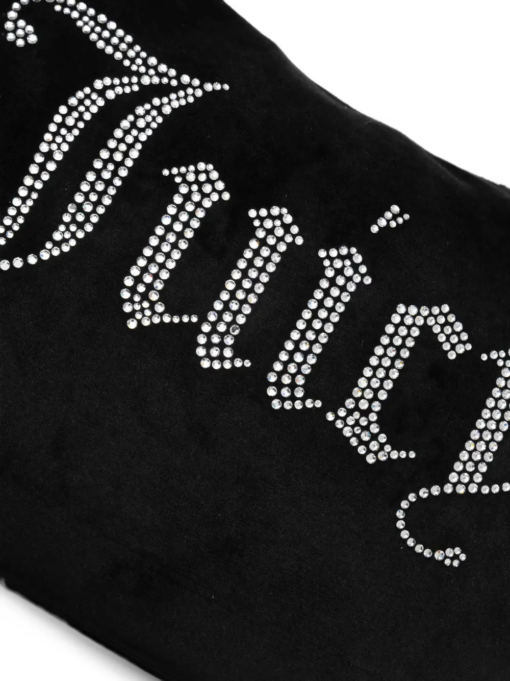 Juicy Couture Kimberly rhinestone-logo velvet shoulder bag Zwart