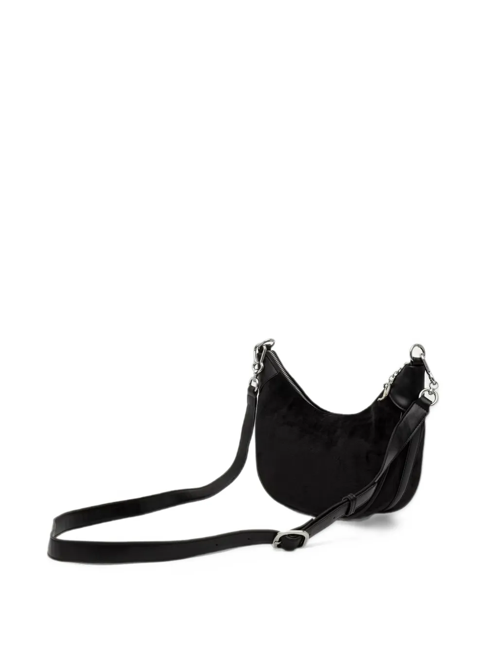 Juicy Couture Kimberly rhinestone-logo crescent shoulder bag Zwart