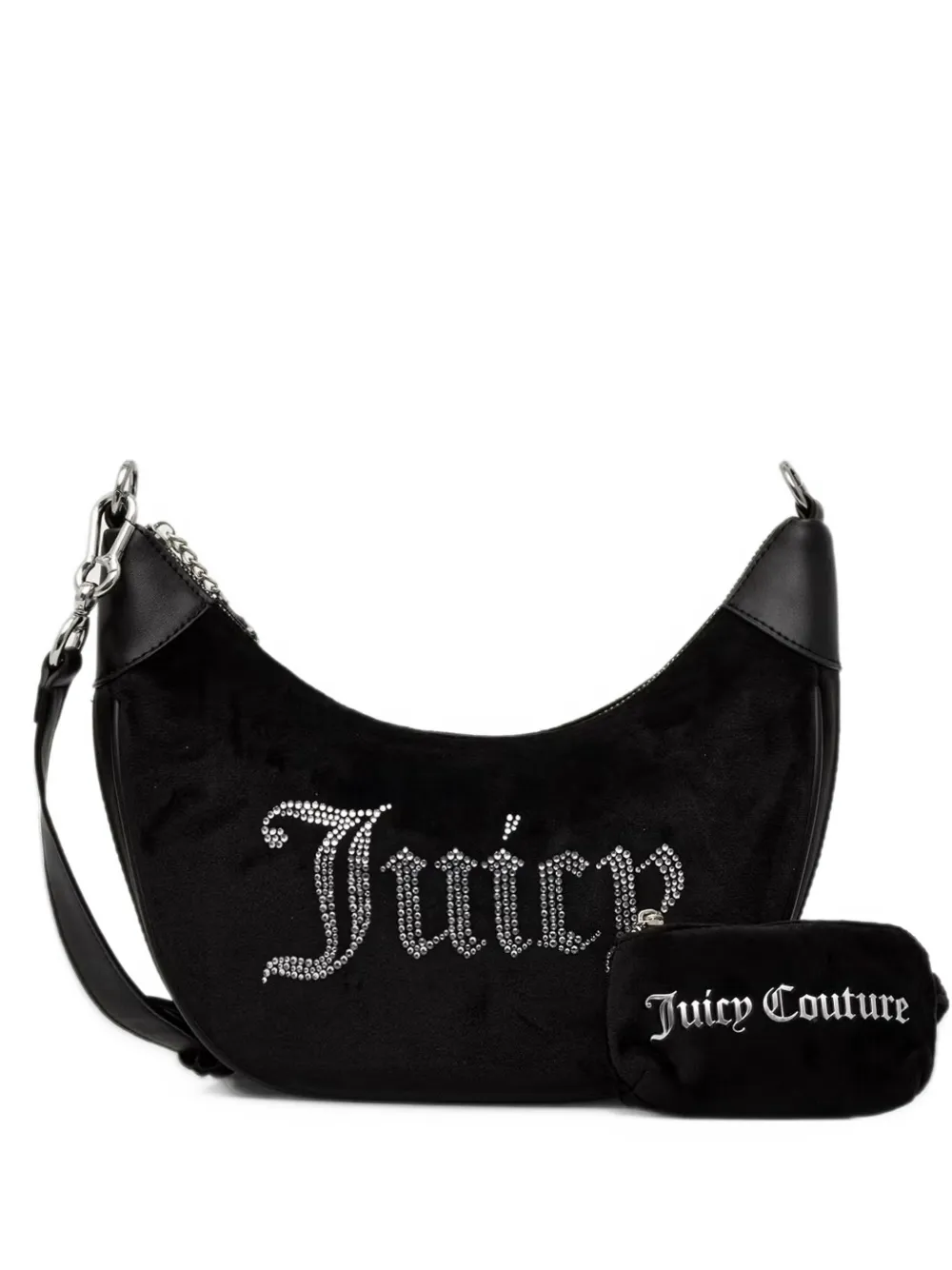 Juicy Couture Kimberly rhinestone-logo crescent shoulder bag - Nero