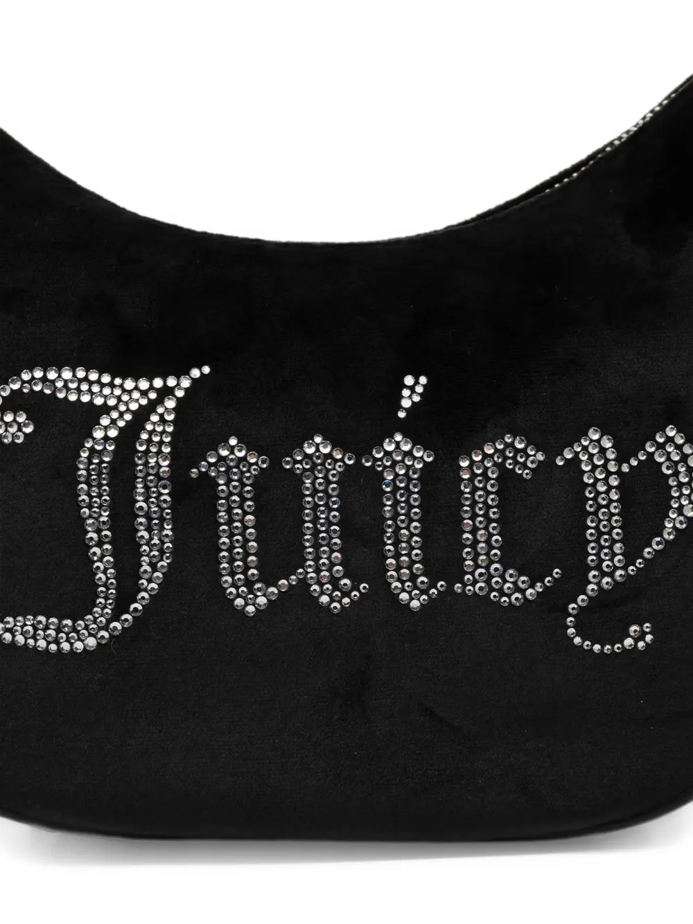 Juicy Couture Kimberly rhinestone-logo crescent shoulder bag Zwart
