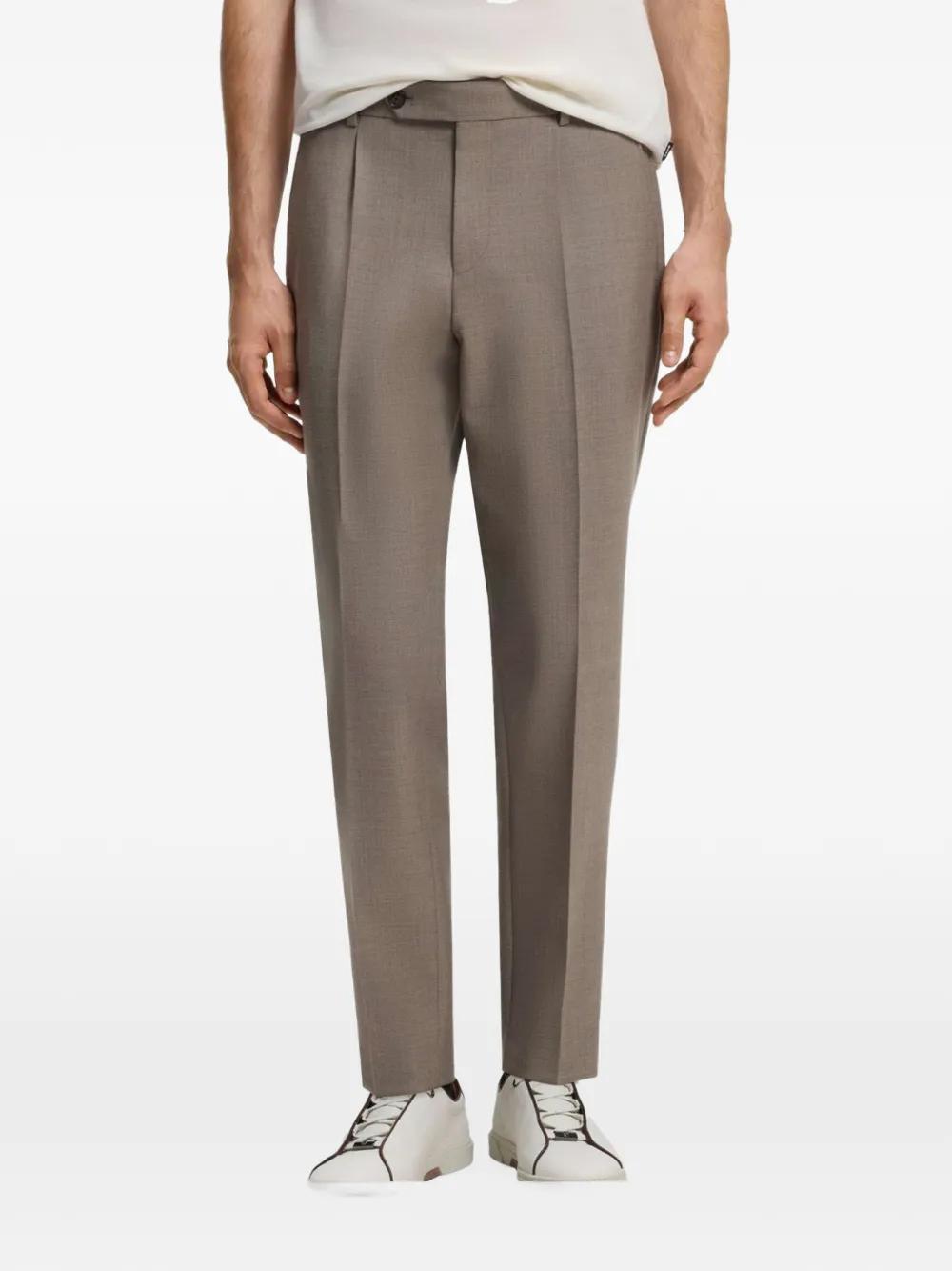 BOSS pleated relaxed-fit trousers in virgin wool Beige