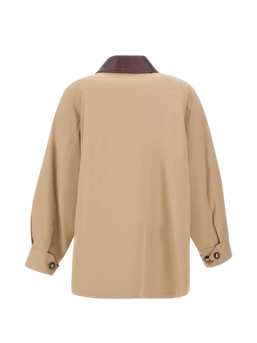 Marella contrasting-collar zip-up jacket Beige