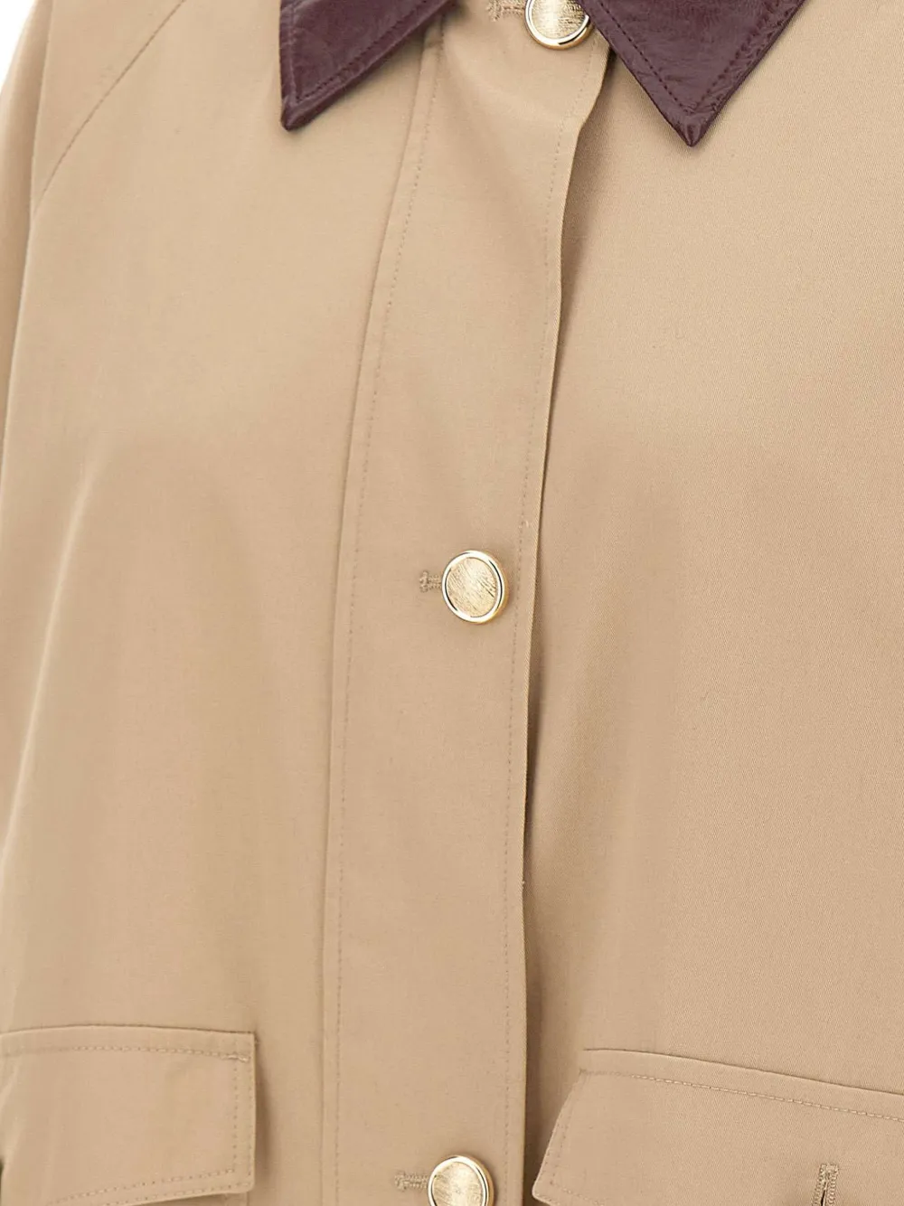 Marella contrasting-collar zip-up jacket Beige