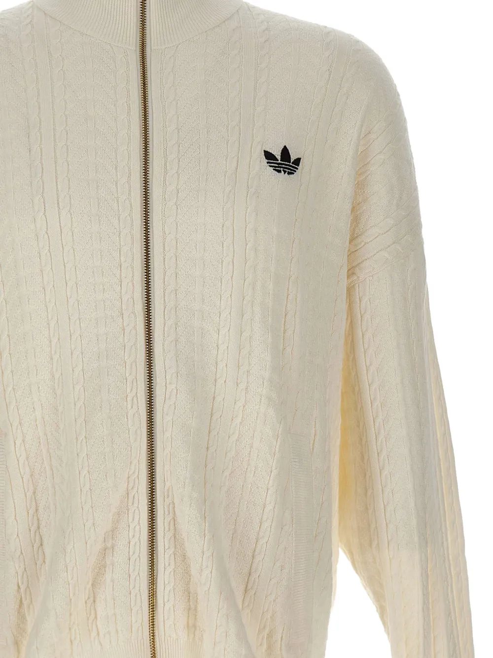 adidas Firebird cable-knit track top Beige