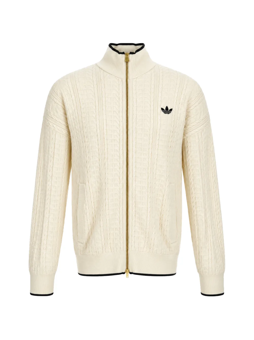 adidas Firebird cable-knit track top Beige