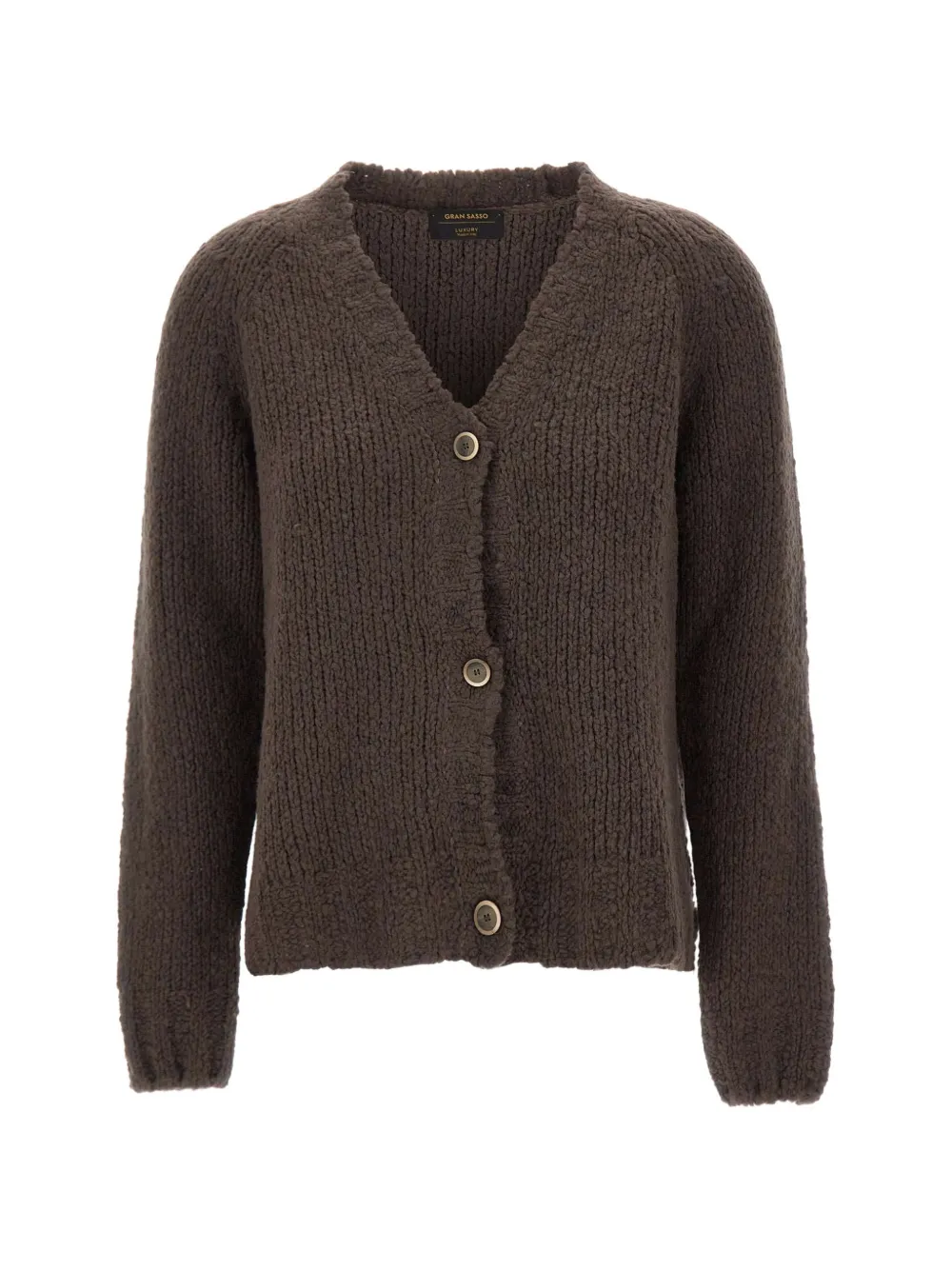 Gran Sasso braided-knit V-neck cardigan - Marrone