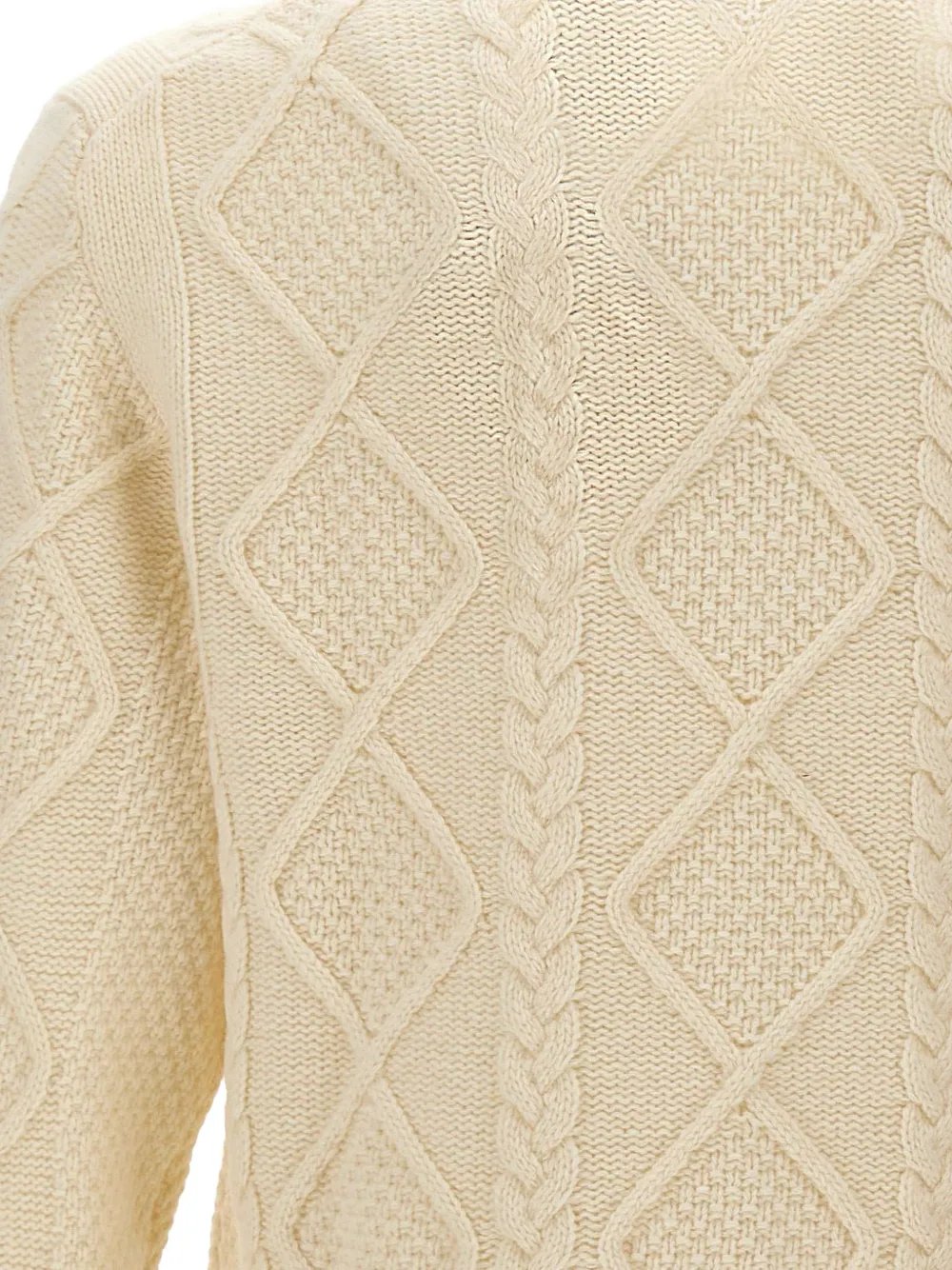 MC2 Saint Barth crewneck bergen tricot with posta cortina embroidery Beige