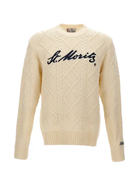 MC2 Saint Barth crewneck bergen tricot with posta cortina embroidery