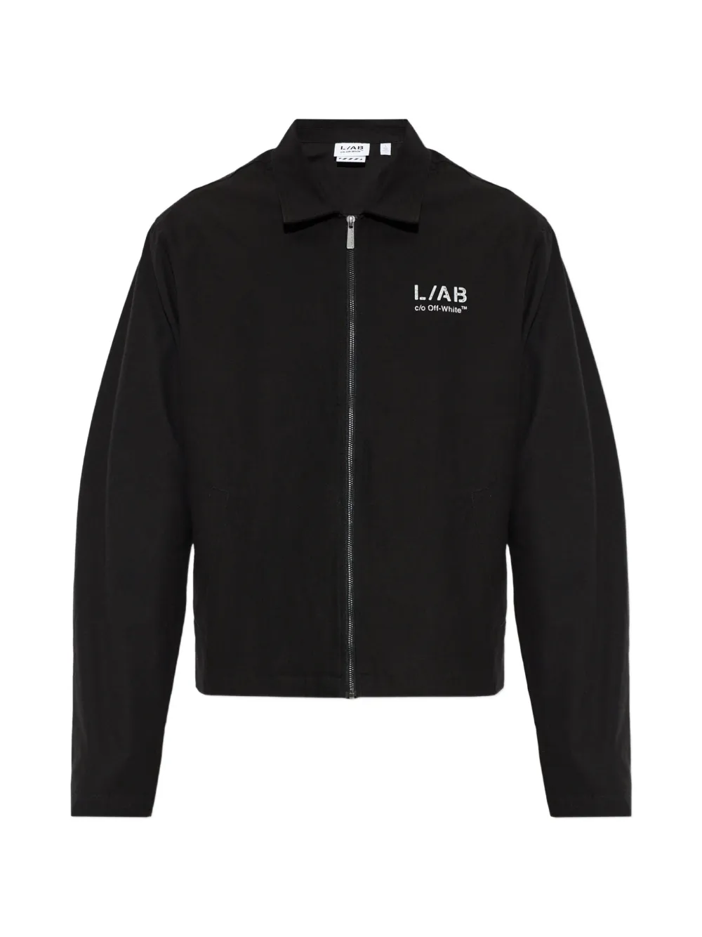 L/ab c/o Off-White 로고 프린트 집업 재킷 | 블랙 | Image 1