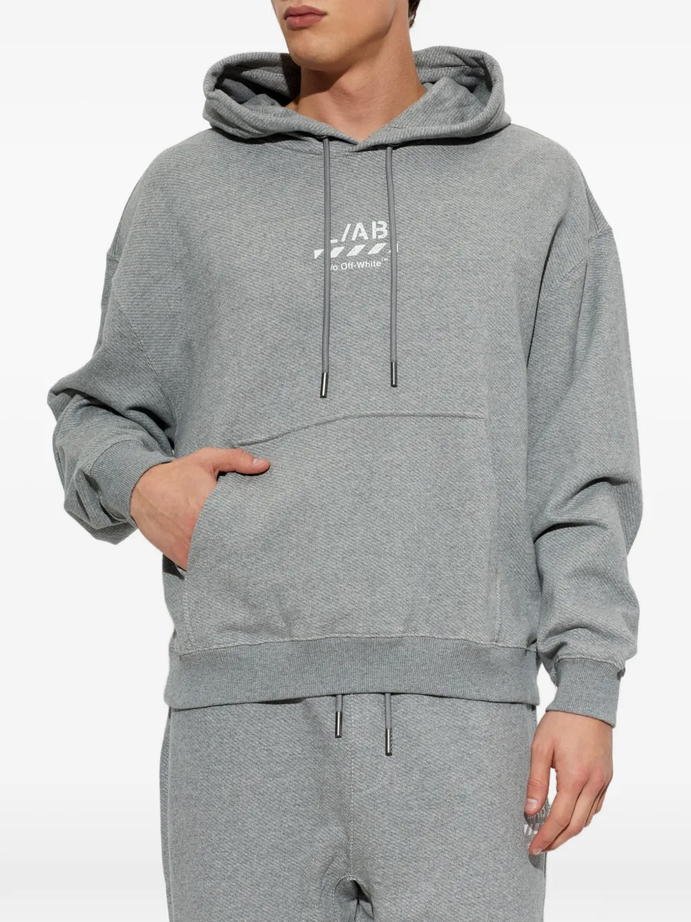 L ab c o Off-White Diagonals logo-print hoodie Grijs