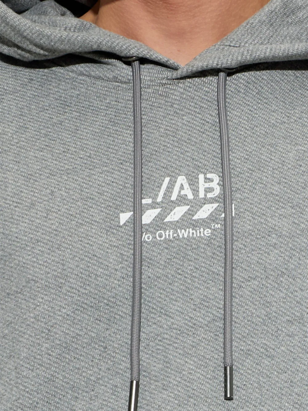 L ab c o Off-White Diagonals logo-print hoodie Grijs