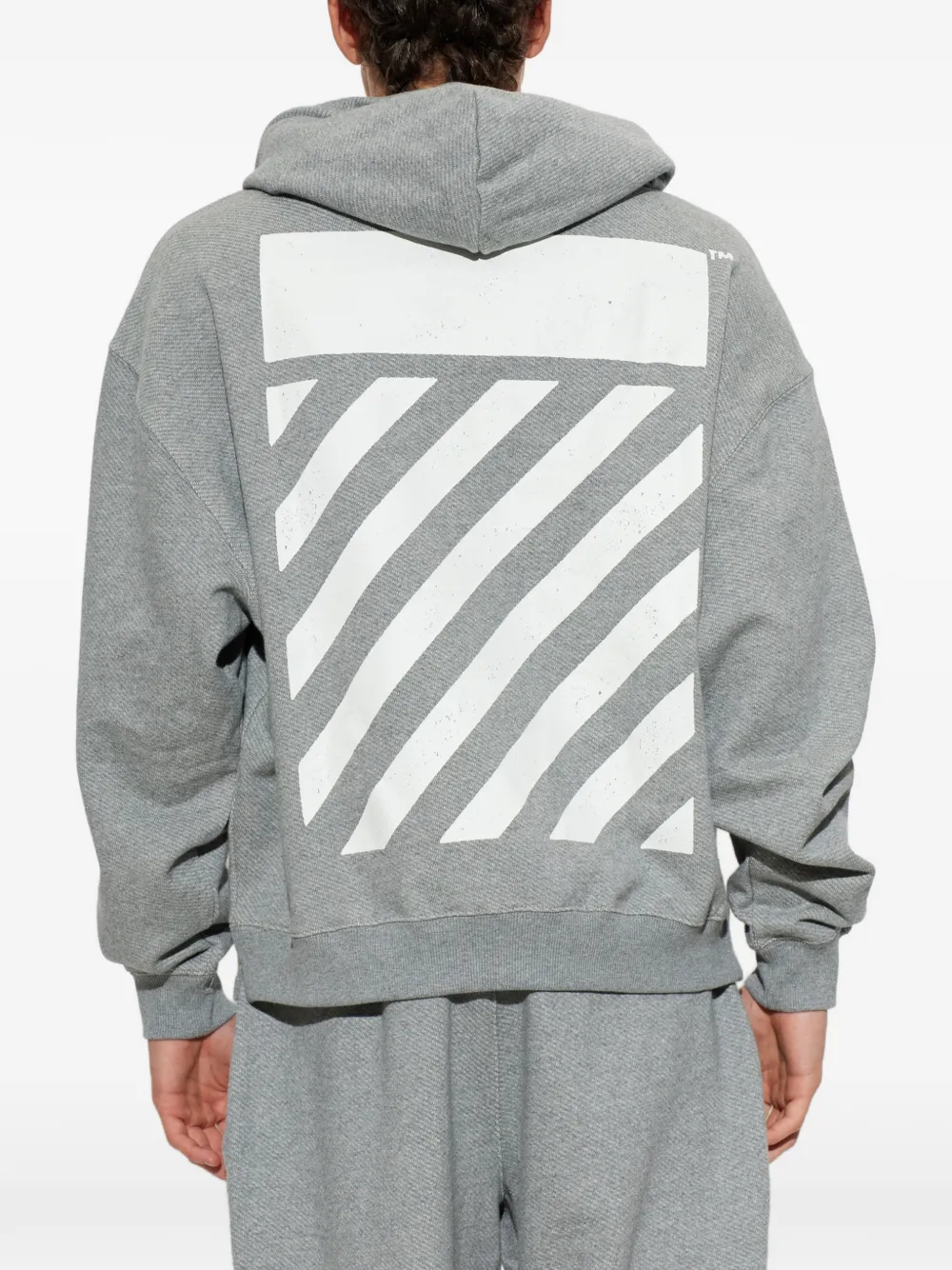 L ab c o Off-White Diagonals logo-print hoodie Grijs