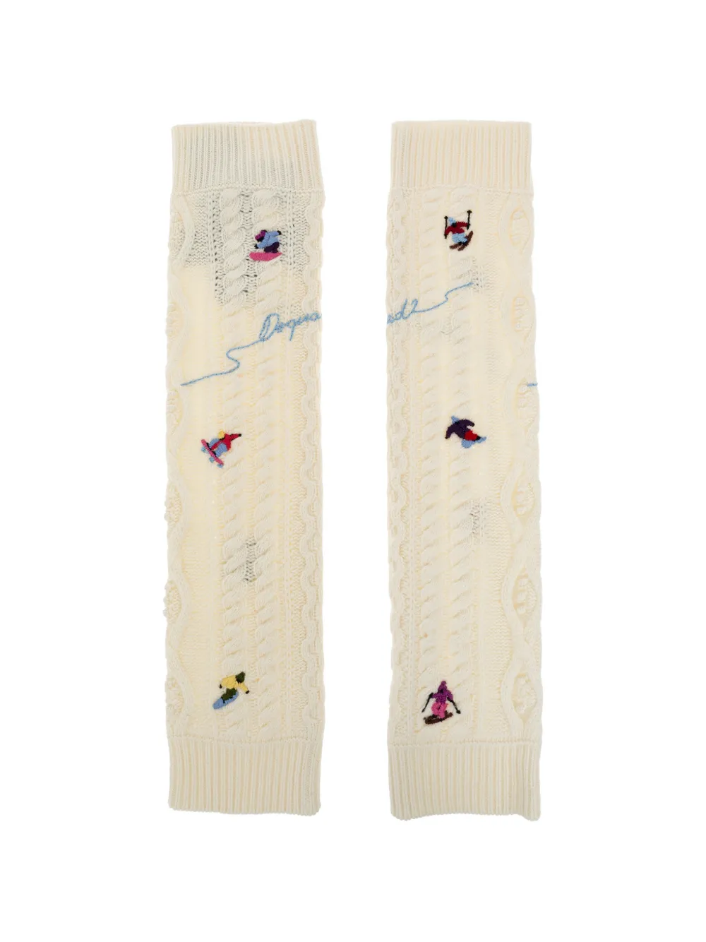 DSQUARED2 cable-knit embroidered leg warmers Beige