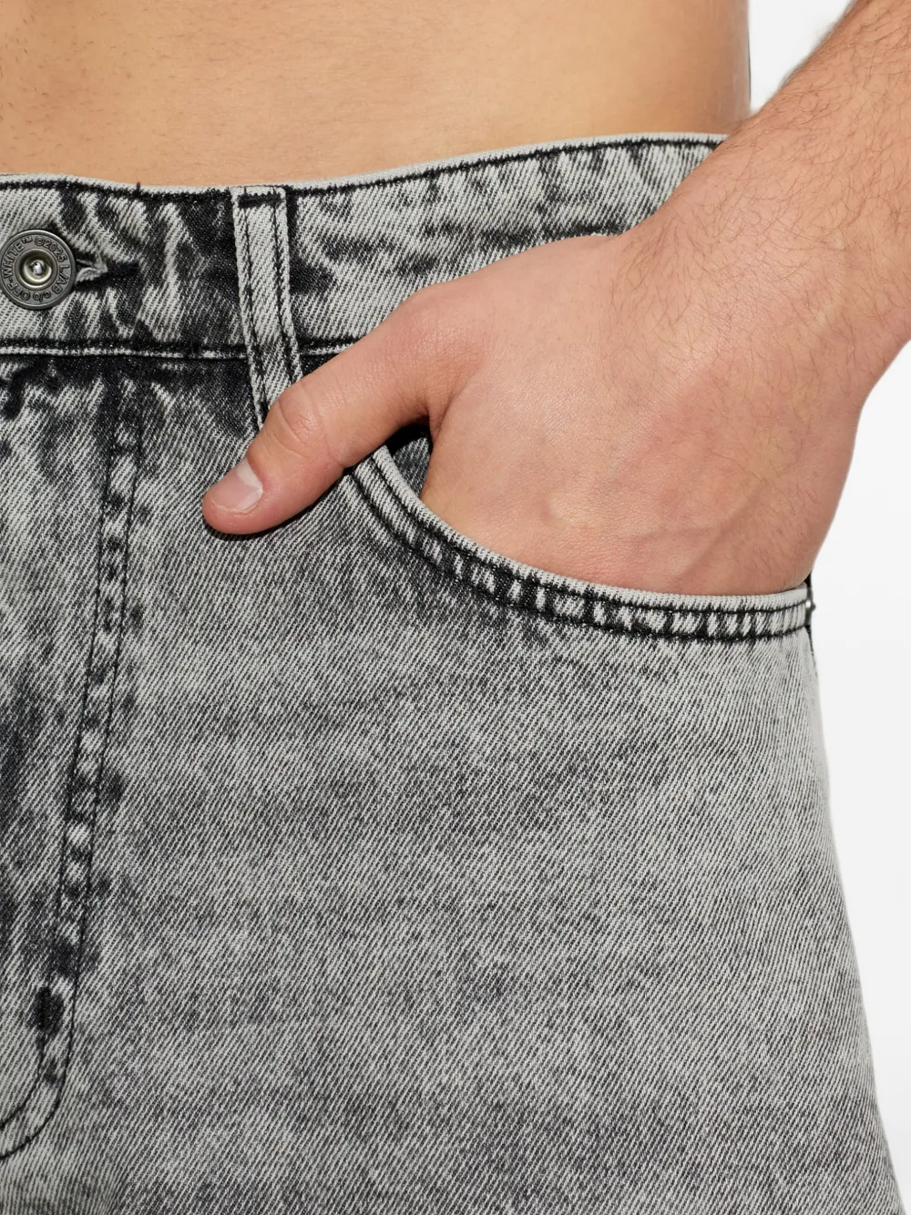 L ab c o Off-White acid-wash logo-print jeans Grijs