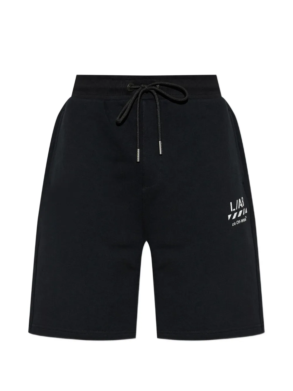 L/ab c/o Off-White logo-print drawstring shorts - Nero