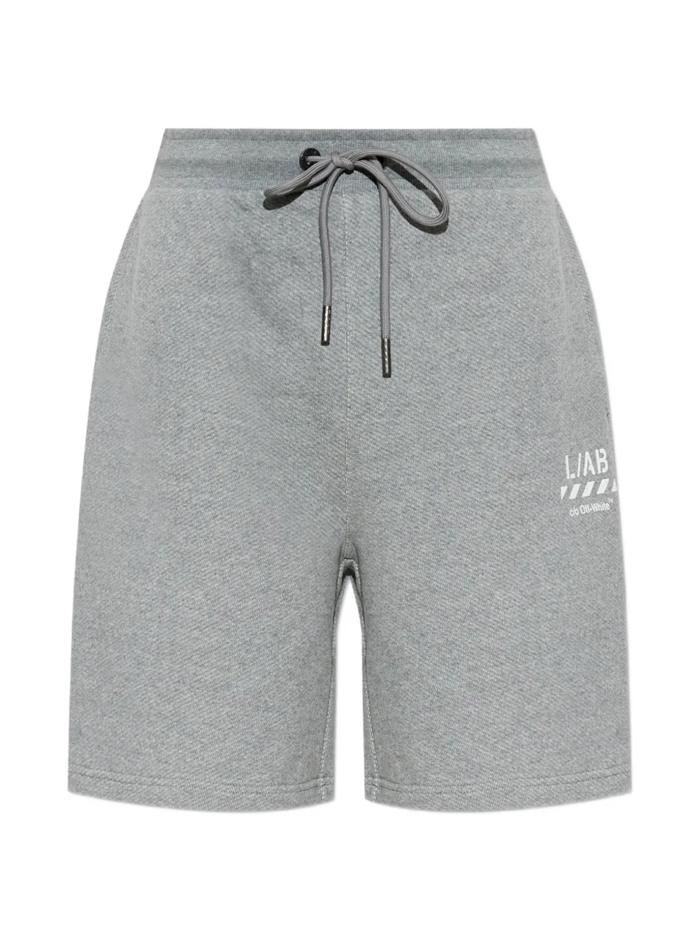 L/ab c/o Off-White logo-print drawstring shorts - Grigio