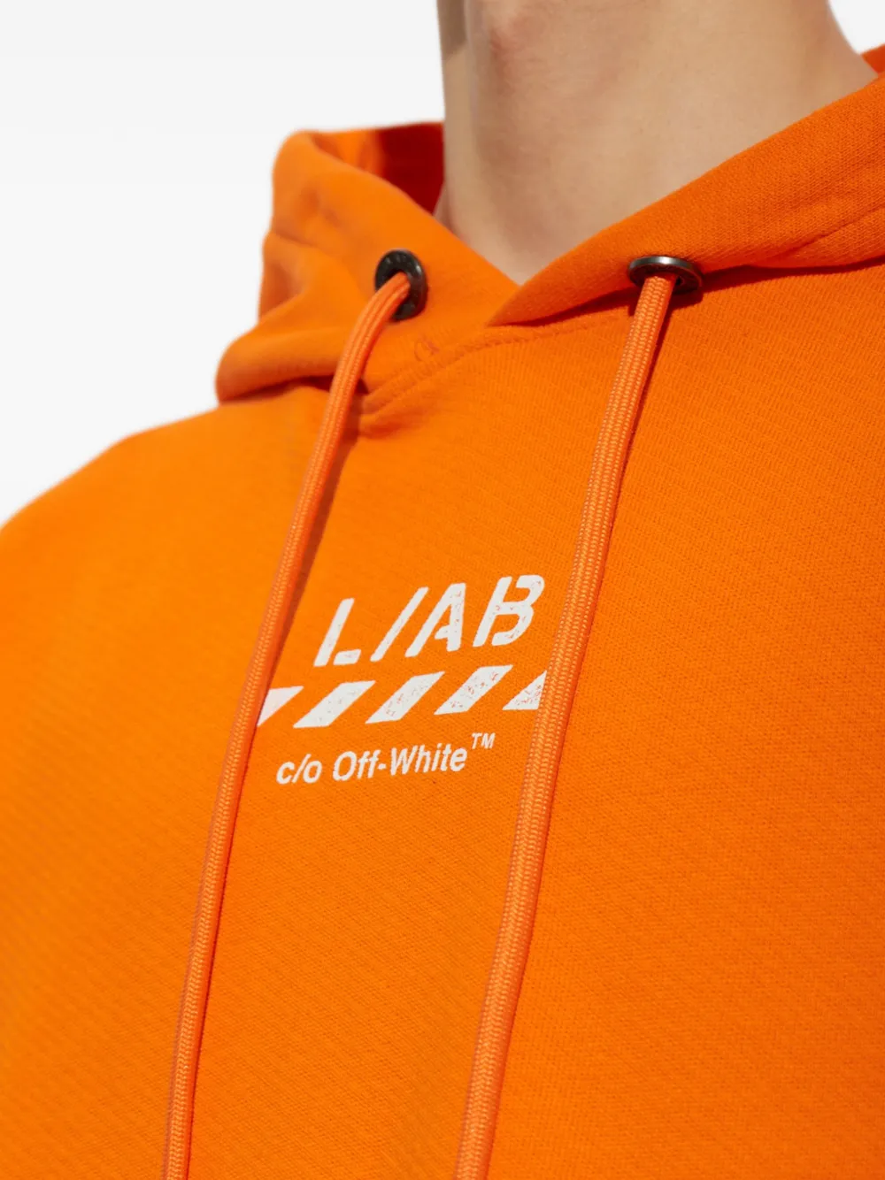 L ab c o Off-White Core Diagonal logo-print hoodie Oranje
