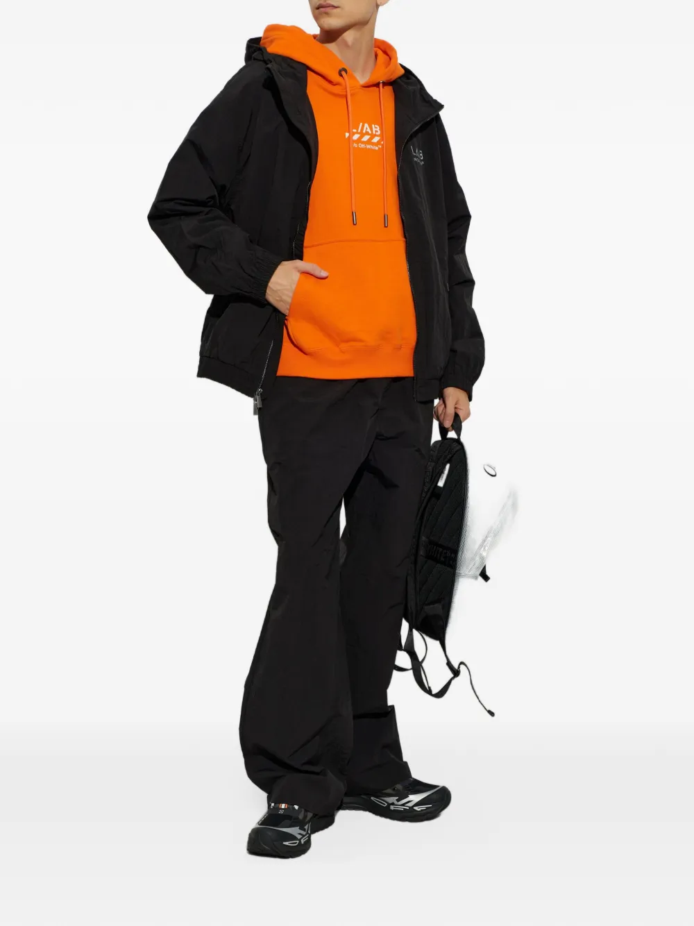 L ab c o Off-White Core Diagonal logo-print hoodie Oranje
