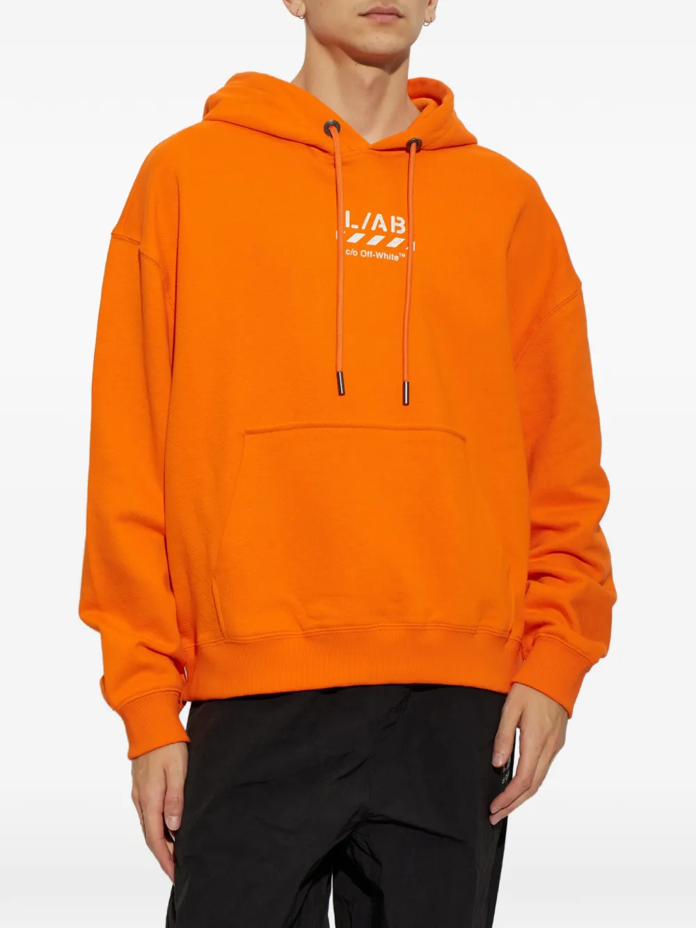 L ab c o Off-White Core Diagonal logo-print hoodie Oranje