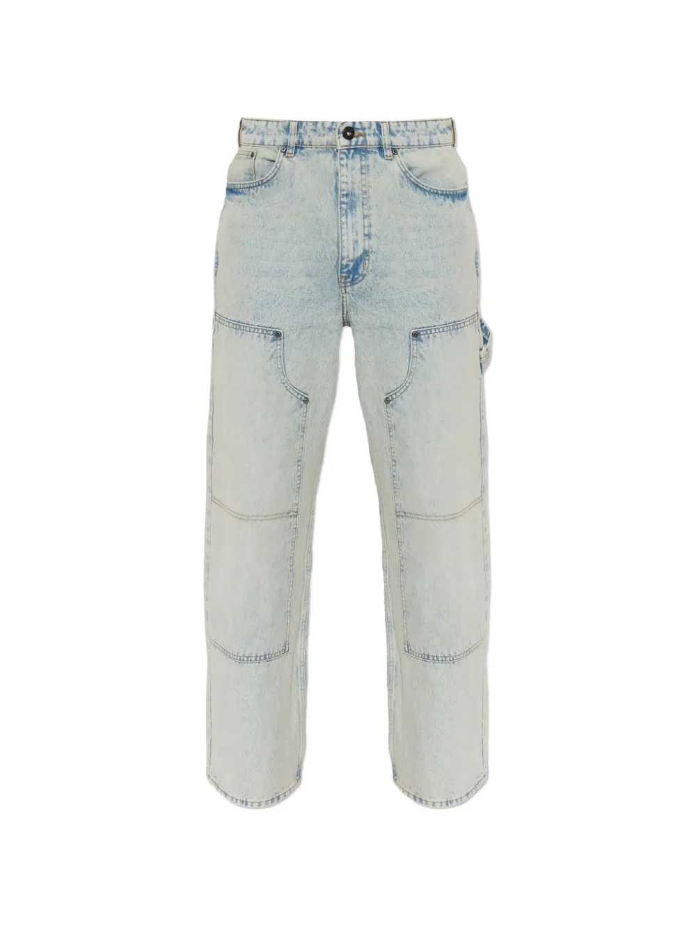 L/ab c/o Off-White logo-print panelled jeans - Blu