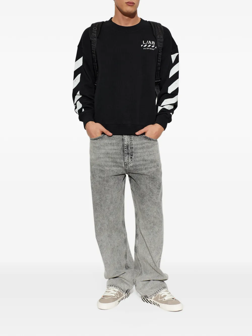 L ab c o Off-White Diagonal logo-print sweatshirt Zwart