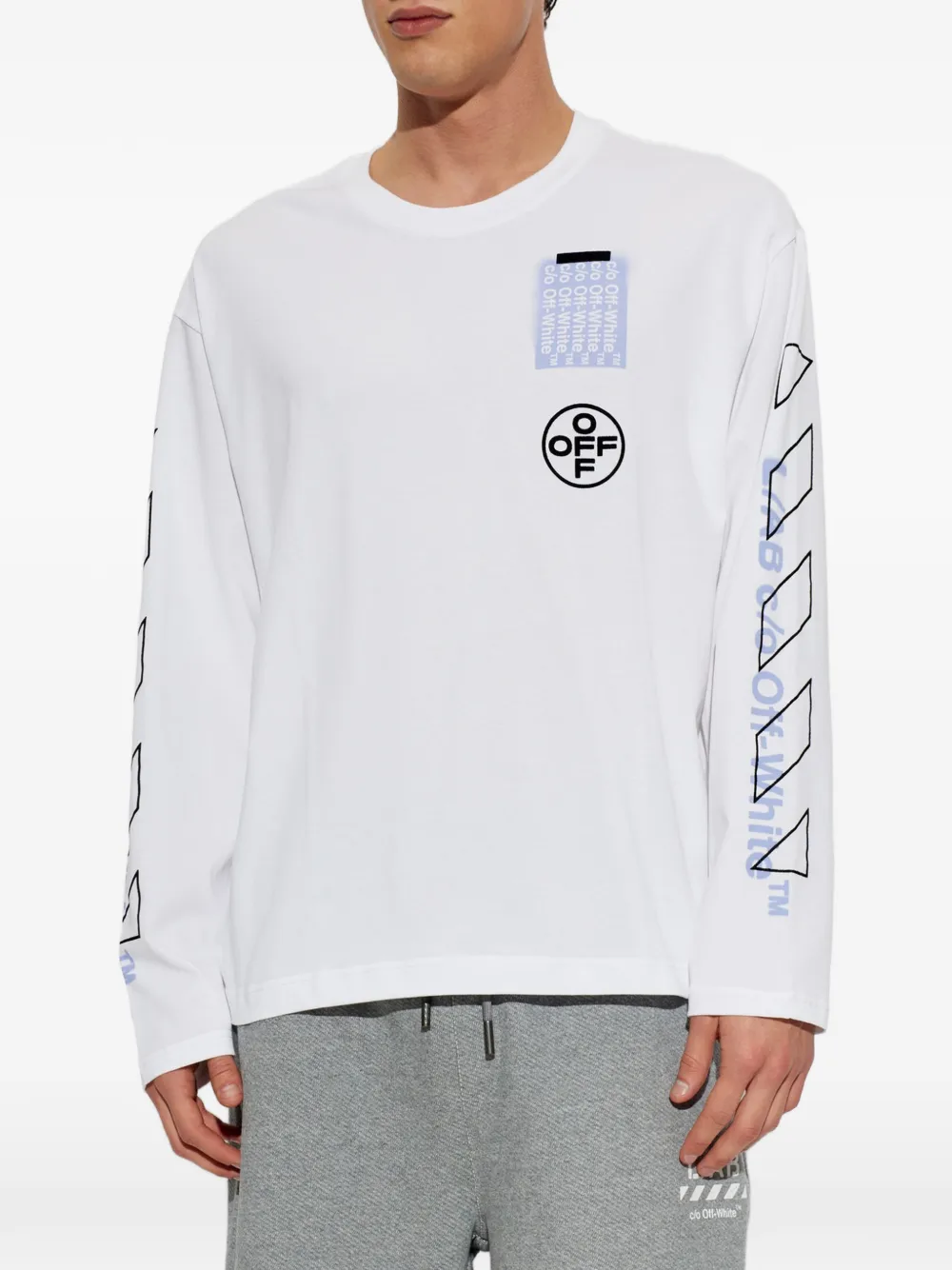 L ab c o Off-White logo-print long-sleeve T-shirt Wit